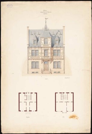 Wohnhaus Krausnick, Bassenheim: Grundriss EG und 1.OG, Ansicht