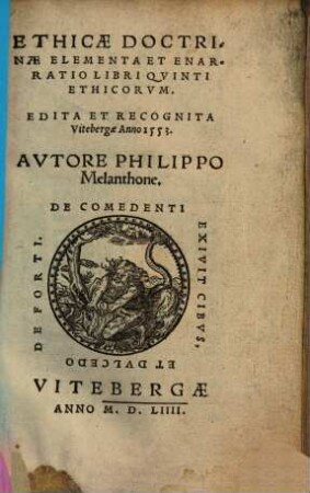 Ethicae Doctrinae Elementa Et Enarratio Libri Qvinti Ethicorvm