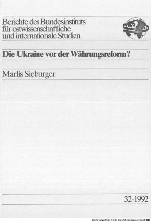Die Ukraine vor der Währungsreform?