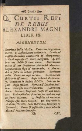 Q. Curtii Rufi De Rebus Alexandri Magni, Liber IX.