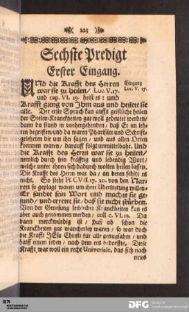 Sechste Predigt