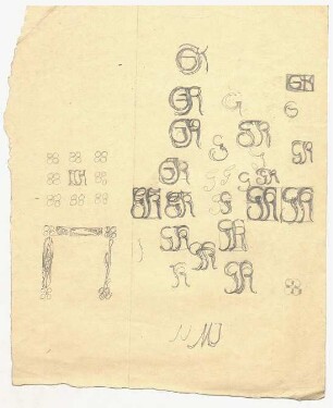 Kalligrafie- und Monogrammstudien : Skizzen und Studien zu den Initialen G K als Monogramm