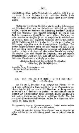 Ein französisches Urtheil über preußisches Unterrichtswesen : [V. Elementarschulwesen]