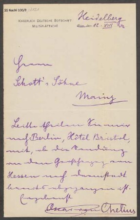 Brief an B. Schott's Söhne : 12.08.1904