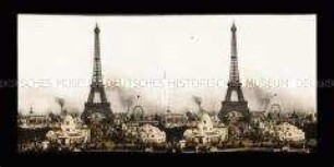 Eiffelturm mit Blick zum großen Rad und Fesselballon, Paris