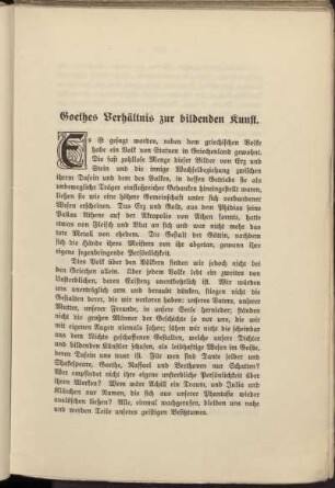 Goethes Verhältnis zur bildenden Kunst.