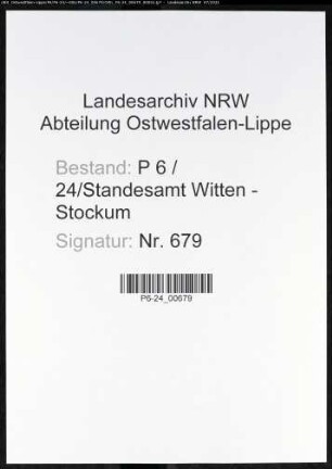 Heiratsregister Standesamt Witten-Stockum