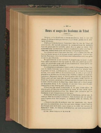 Moeurs et usages des Boudouma du Tchad.