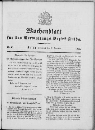 Nr. 45, Ausgabe vom 9. November 1850