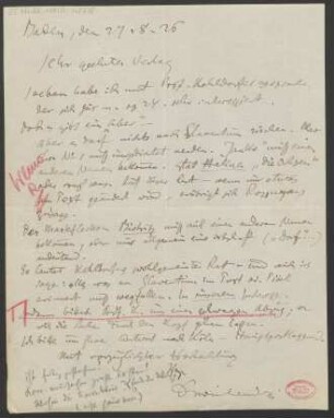 Brief an B. Schott's Söhne