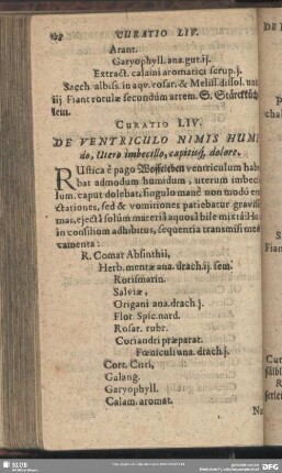 Curatio LIV. [Curatio LVI.] De Ventriculo Nimis Humido, Utero imbecillo, capitisq[ue] dolore