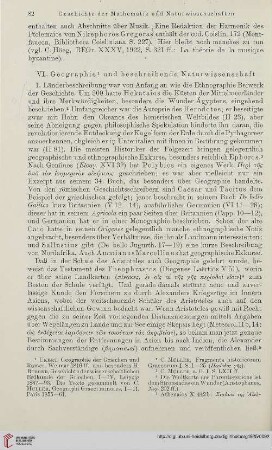 VI. Geographie und beschreibende Naturwissenschaft