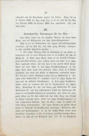 IV. Unmaßgebliche Andeutungen für den Bau.
