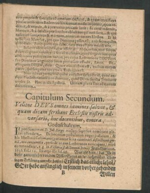 Capitulum Secundum. Velitne deus Somnes homines salvos ...