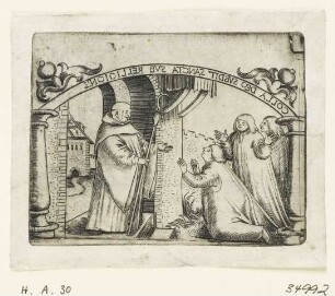 Heiliger Bernhard bittet um Aufnahme in Citeaux, Blatt 2 der Folge "Szenen aus dem Leben des heiligen Bernhard von Clairvaux"