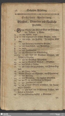 Sechzehnte Abtheilung. Bleyspat, Bleyerden und künstliche Produkte