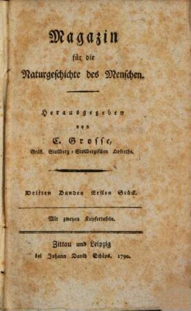 Magazin für die Naturgeschichte des Menschen. 3,1, 3,1. 1790