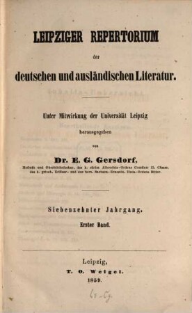 Leipziger Repertorium der deutschen und ausländischen Literatur. 65. 1859 = Jg. 17, Bd. 1 = Bd. 99