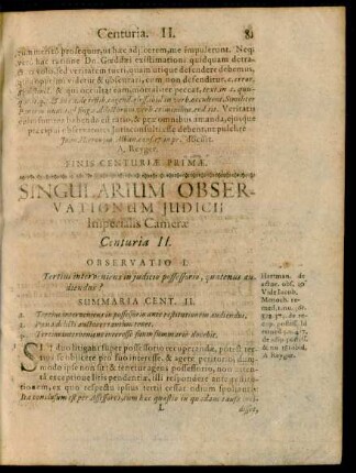 Singularium Observationum Iudicii Imperialis Camerae Centuria II. Observatio I. - C.