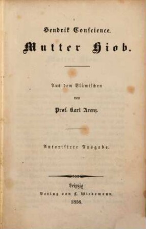 Mutter Hiob : Hendrik Conscience. Aus dem Vlämischen von Karl Arenz