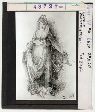 Albrecht Dürer: Frau in Fantasietracht. Feder. Basel