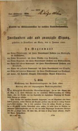 Protokolle der Militärcommission der Teutschen Bundesversammlung : Sitzung .., 1843 = Sitz. 228 - 240