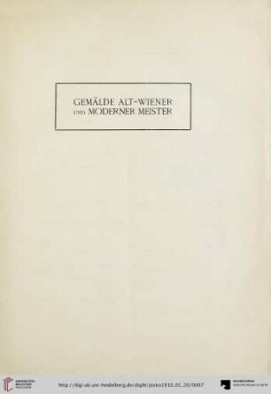 Gemälde Alt-Wiener und moderner Meister (Nr. 1-93)