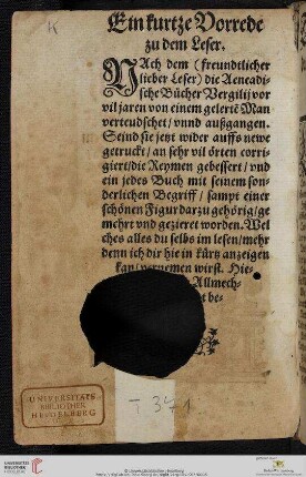 Ein kurtze Vorrede zu dem Leser