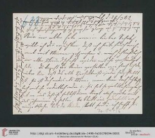 Briefwechsel Theodor Mommsen und Marie Mommsen geb. Reimer: Postkarte von Marie Mommsen an Theodor Mommsen