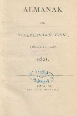 1821: Almanak en naamregister van Nederlandsch-Indie