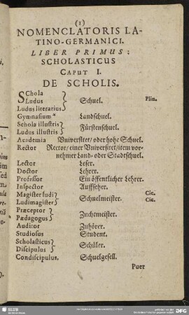 Liber Primus: Scholasticus