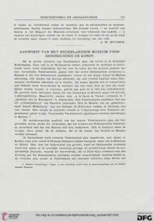 3.Ser. 1.1921: Aanwinst van het Nederlandsch Museum voor Geschiedenis en Kunst