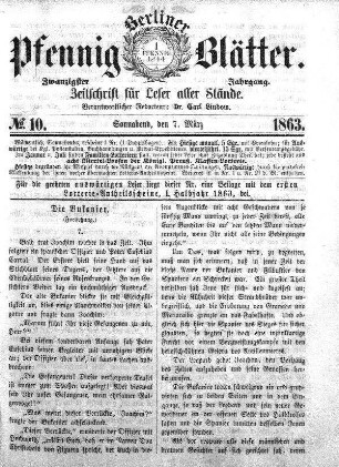 No. 10, Sonnabend, den 7. März 1863