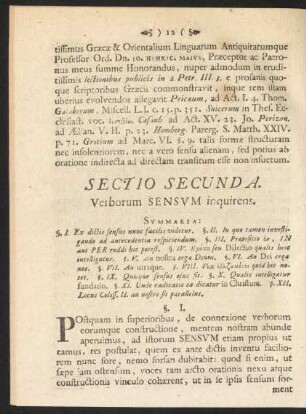 Sectio Secunda. Verborum Sensum inquirens