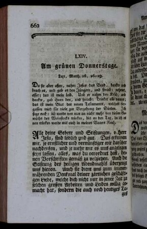 LXIV. Am grünen Donnerstage.