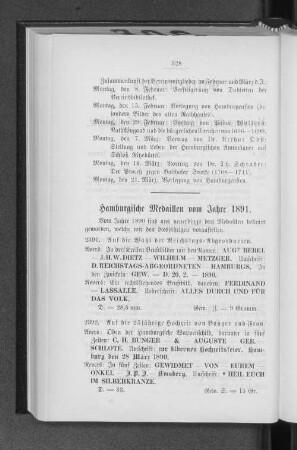 Hamburgische Medaillen vom Jahre 1891.