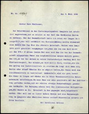 W. Wrede an G. Rodenwaldt