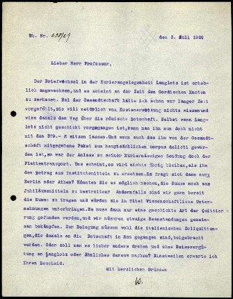 W. Wrede an G. Rodenwaldt