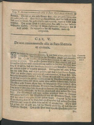 Cap. V. De non contemnendis aliis in statu libertatis et civitatis.