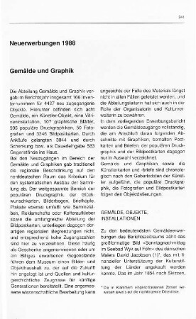 Neuerwerbungen 1988