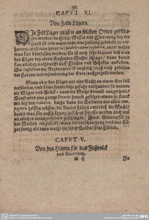 CAPUT IV. Von Felde Lägern.