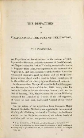 The dispatches of Field Marshal the Duke of Wellington, K. G. during his various campaigns in India, Denmark, Portugal, Spain, the Low Countries and France from 1799 to 1818. 4