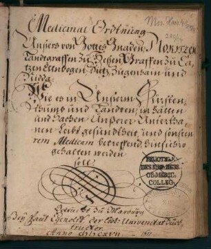 Medizinalordnung von Hessen-Kassel 1616