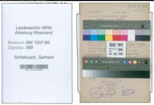 Entnazifizierung Gerhard Schlebusch , geb. 11.05.1891 (Kassierer)