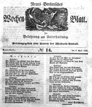 No. 14, Sonnabend, den 2.April 1836
