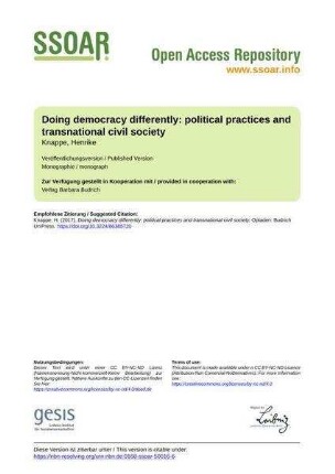 Doing democracy differently: political practices and transnational civil society