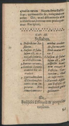 Cap. III. De Basilisci Essentia & proprietatibus