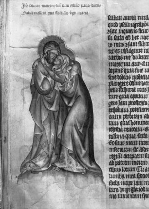 Kunigundenpassional / Textus de Christi passione / Passionale quod dicitur Cunegundis abbatissae — Christus nimmt Abschied von seiner Mutter, Folio 16v