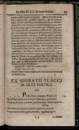 Ex Horatii Flacci de Arte Poetica.