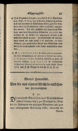 Viertes Hauptstük. Von der aus eigenen Wechseln entstehenden Verbindlichkeit.